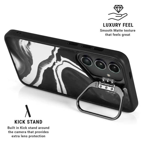 Black Marble Ink Galaxy S26 Plus Kickstand Case
