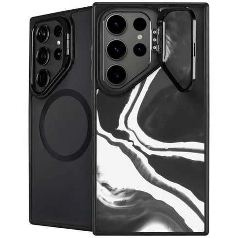 Black Marble Ink Galaxy S26 Ultra Kickstand Case