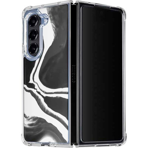 Black Marble Ink Galaxy Z Fold5 5G Clear Case