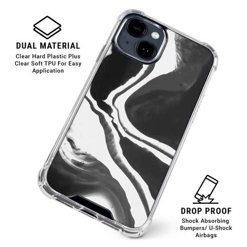 Black Marble Ink iPhone 15 Clear Case