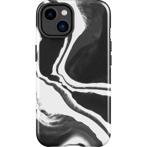 Black Marble Ink iPhone 15 Impact Case