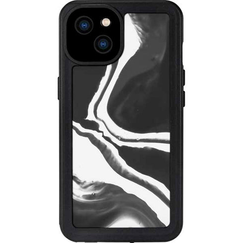 Black Marble Ink iPhone 15 Plus Waterproof Case
