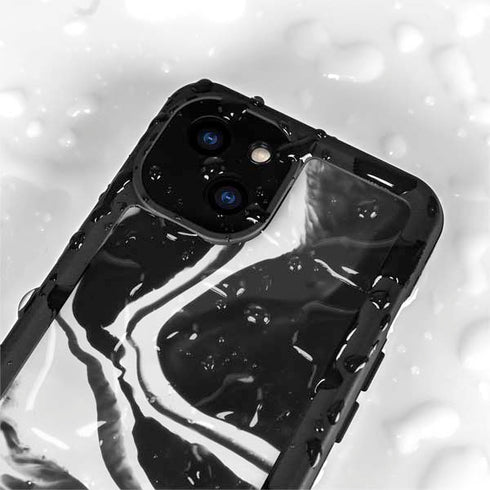 Black Marble Ink iPhone 15 Plus Waterproof Case