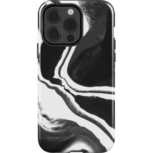 Black Marble Ink iPhone 15 Pro Impact Case
