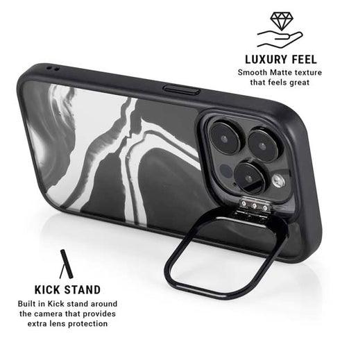 Black Marble Ink iPhone 15 Pro Max Kickstand Case