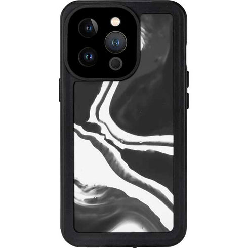 Black Marble Ink iPhone 15 Pro Waterproof Case