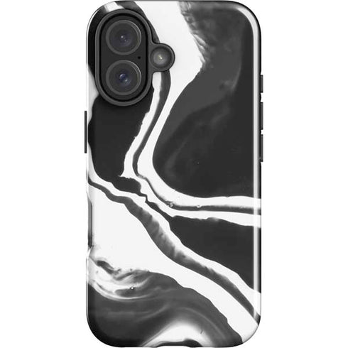 Black Marble Ink iPhone 16 Plus Impact Case