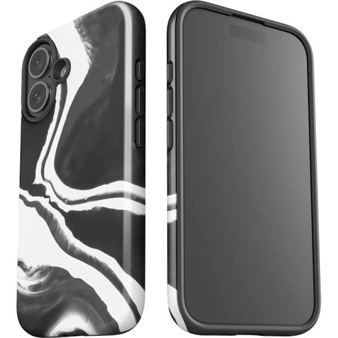 Black Marble Ink iPhone 16 Plus Impact Case