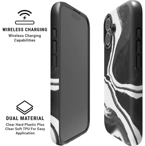 Black Marble Ink iPhone 16 Plus Magsafe Impact Case