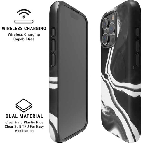 Black Marble Ink iPhone 16 Pro Magsafe Impact Case