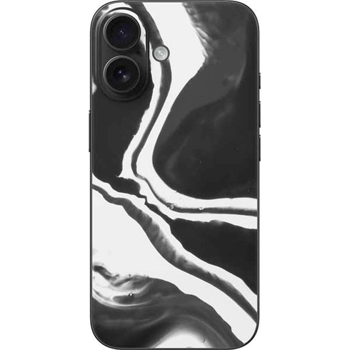 Black Marble Ink iPhone 16 Skin