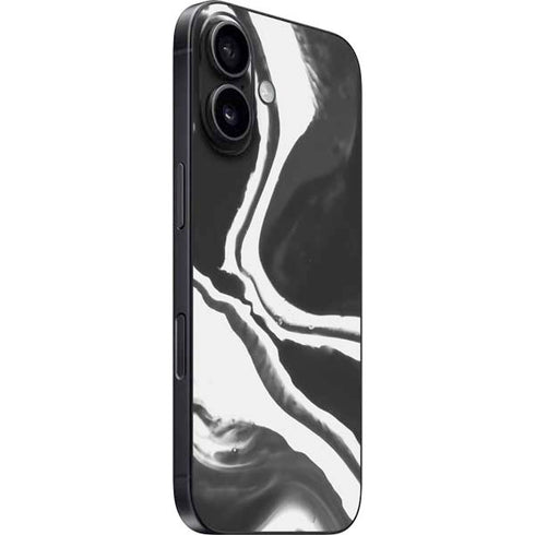 Black Marble Ink iPhone 16 Skin