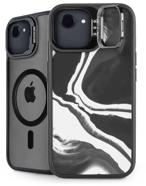 Black Marble Ink iPhone 16e Kickstand Case