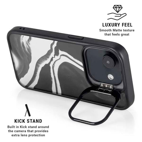 Black Marble Ink iPhone 16e Kickstand Case