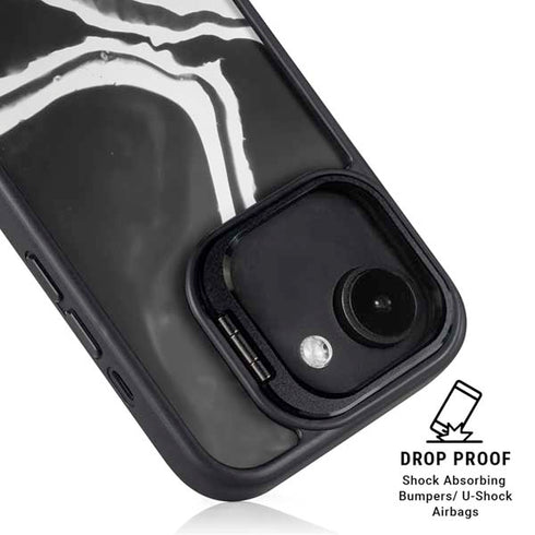 Black Marble Ink iPhone 16e Kickstand Case