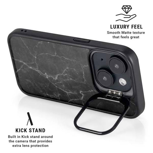 Black Marble iPhone 15 Kickstand Case