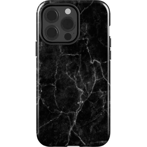 Black Marble iPhone 15 Pro Impact Case