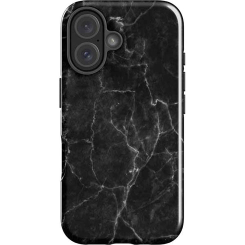 Black Marble iPhone 16 Impact Case