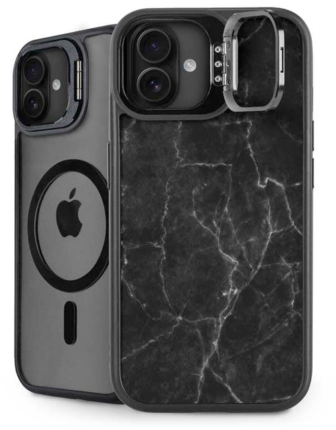 Black Marble iPhone 16 Kickstand Case