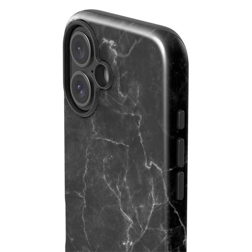 Black Marble iPhone 16 Plus Impact Case