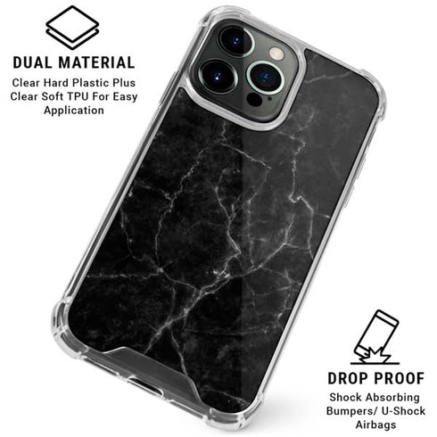 Black Marble iPhone 16 Pro Max Clear Case