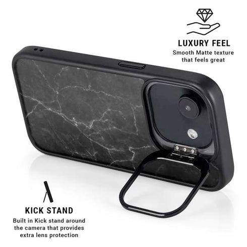 Black Marble iPhone 16e Kickstand Case
