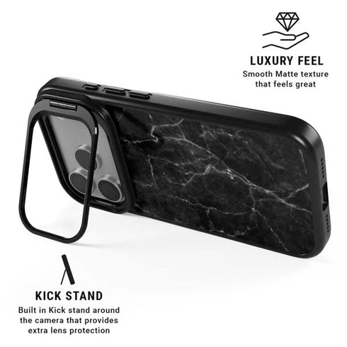 Black Marble iPhone 17 Pro Max Kickstand Case