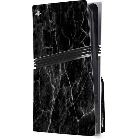 Black Marble PS5 Pro Disk Console Skin