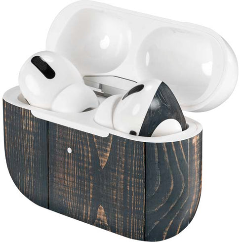 Black Painted Wood AirPods Skins