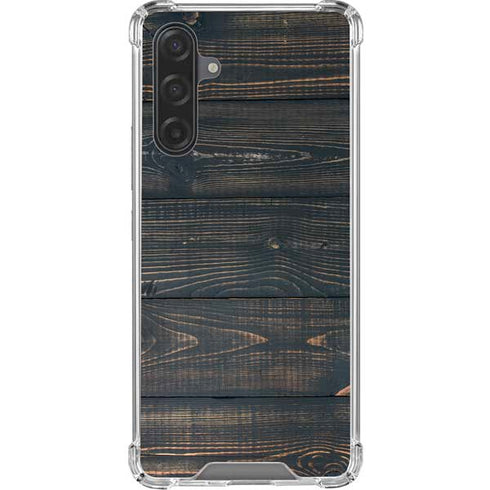 Black Painted Wood Galaxy A17 Clear Case