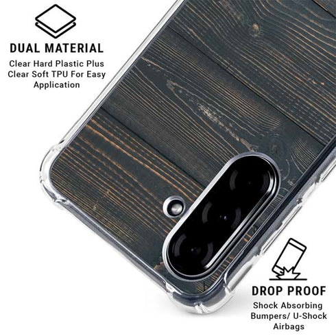 Black Painted Wood Galaxy A36 5G Clear Case