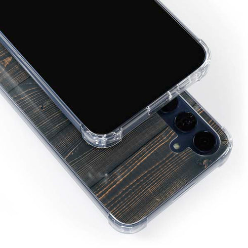 Black Painted Wood Galaxy A55 5G Clear Case
