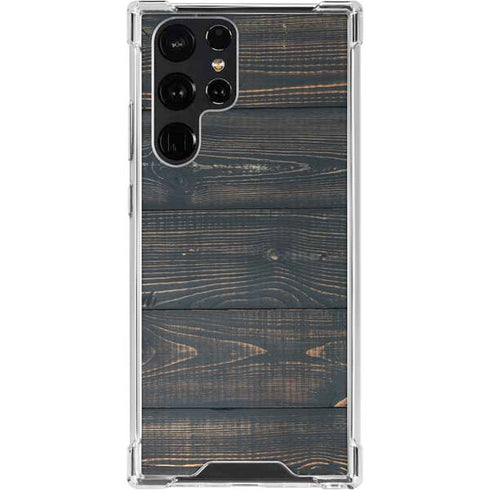 Black Painted Wood Galaxy S23 Ultra Clear Case