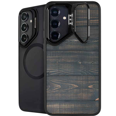 Black Painted Wood Galaxy S24 FE Kickstand Case
