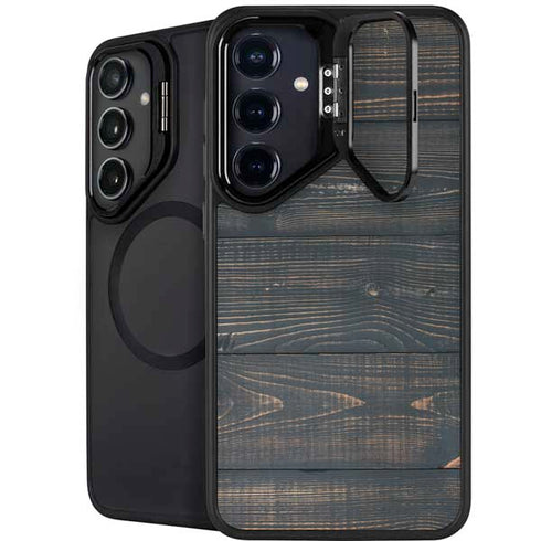 Black Painted Wood Galaxy S24 Kickstand Case