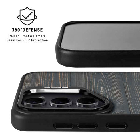 Black Painted Wood Galaxy S25 Kickstand Case