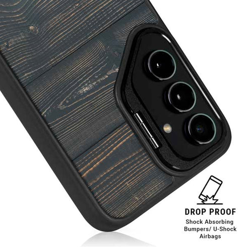 Black Painted Wood Galaxy S24 Kickstand Case