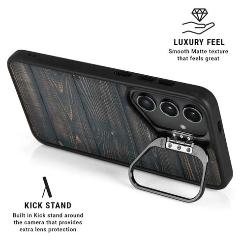Black Painted Wood Galaxy S24 Plus Kickstand Case