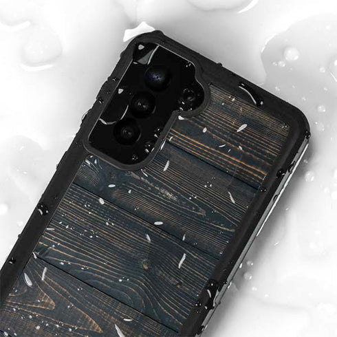 Black Painted Wood Galaxy S24 Plus Waterproof Case