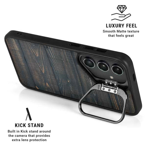 Black Painted Wood Galaxy S25 Ultra Kickstand Case