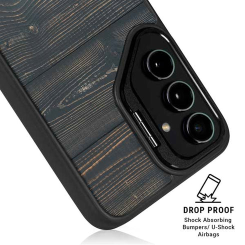 Black Painted Wood Galaxy S25 Ultra Kickstand Case