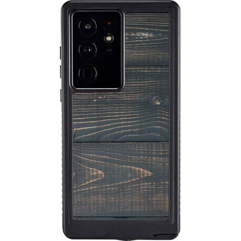 Black Painted Wood Galaxy S24 Ultra Waterproof Case