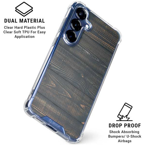 Black Painted Wood Galaxy S25 Plus Clear Case
