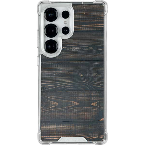 Black Painted Wood Galaxy S25 Ultra Clear Case
