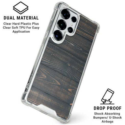 Black Painted Wood Galaxy S25 Ultra Clear Case
