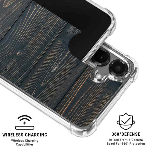 Black Painted Wood Galaxy S26 Clear Case