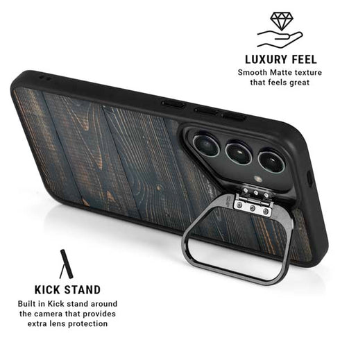 Black Painted Wood Galaxy S26 Kickstand Case
