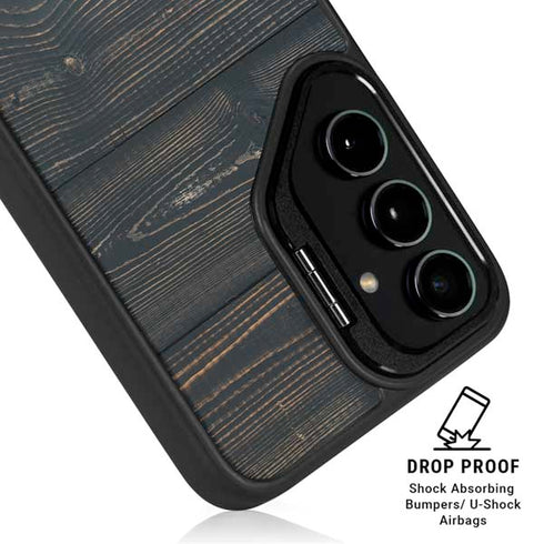 Black Painted Wood Galaxy S26 Kickstand Case