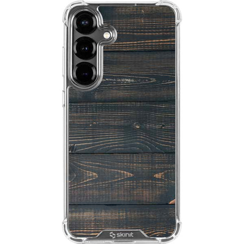 Black Painted Wood Galaxy S26 Plus Clear Case