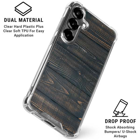 Black Painted Wood Galaxy S26 Plus Clear Case